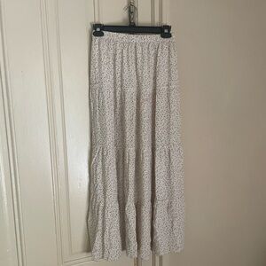 Brandy Melville white and pink floral maxi skirt